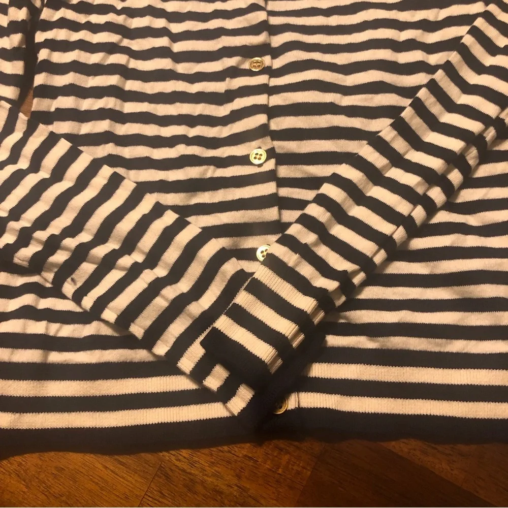 NEW J. Crew Tipped Caryn Striped Cardigan in Navy/Ivory/Green - size XS!